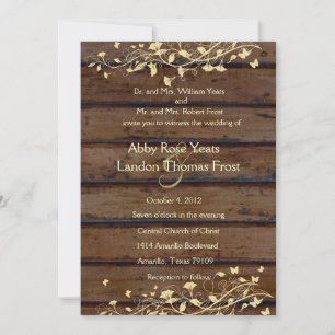 Invitation Mariage dentelle fleurie en bois Brown foncé