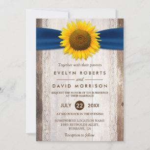 Invitation Mariage Dentelle Rustique Grange Bois Tournesol Ru
