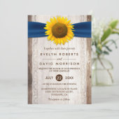 Invitation Mariage Dentelle Rustique Grange Bois Tournesol Ru (Debout devant)