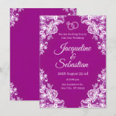 Invitation Mariage Dentelle Violette (Devant / Derrière)