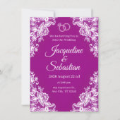 Invitation Mariage Dentelle Violette (Devant)