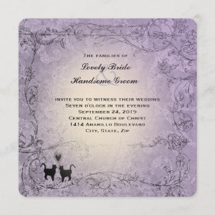 Invitation Mariage d'époque de la Lavande ornée d'un Carré Am