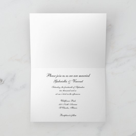 Invitation Mariage des anneaux de diamant et des perles (Intérieur)