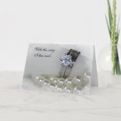Invitation Mariage des anneaux de diamant et des perles (Devant)