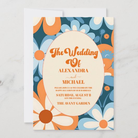 Invitation Mariage des années 70 (Devant)