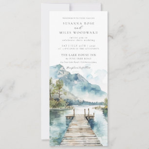 Invitation Mariage des arbres de la forêt d'aquarelle du lac