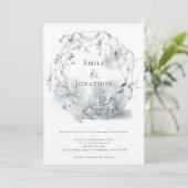 Invitation Mariage des baies d'aquarelle du feuillage d'hiver (Debout devant)