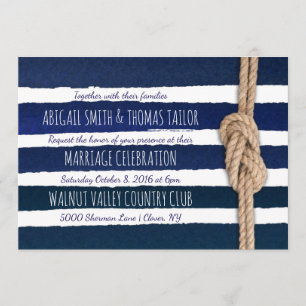 Invitation Mariage des bandes d'aquarelle du noeud nautique