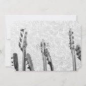 Invitation Mariage des Black White Guitars Music Feathers (Dos)