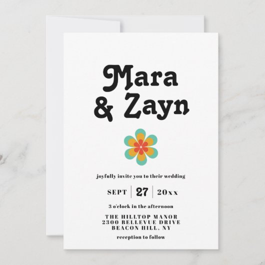 Invitation Mariage des Boho Chic Retro 70 (Devant)