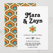 Invitation Mariage des Boho Chic Retro 70 (Devant / Derrière)