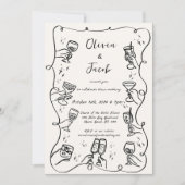 Invitation Mariage des boissons amusantes de squiggle (Devant)
