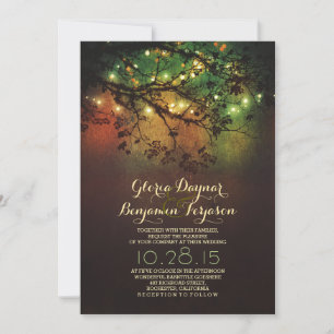Invitation mariage des branches d'arbre rustique et des lampe