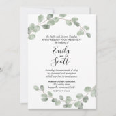 Invitation Mariage des branches d'Eucalyptus blanc (Devant)