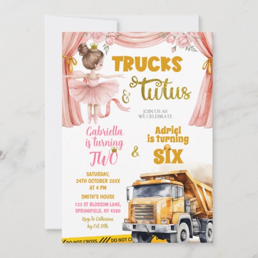 Invitation Mariage des camions et des tutus (Devant)