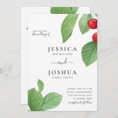 Invitation Mariage des cerises à l'illustration botanique Vin (Devant / Derrière)