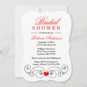 Invitation Mariage des Coeurs de Fête des mariées rouge et no (Devant)