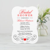 Invitation Mariage des Coeurs de Fête des mariées rouge et no (Debout devant)