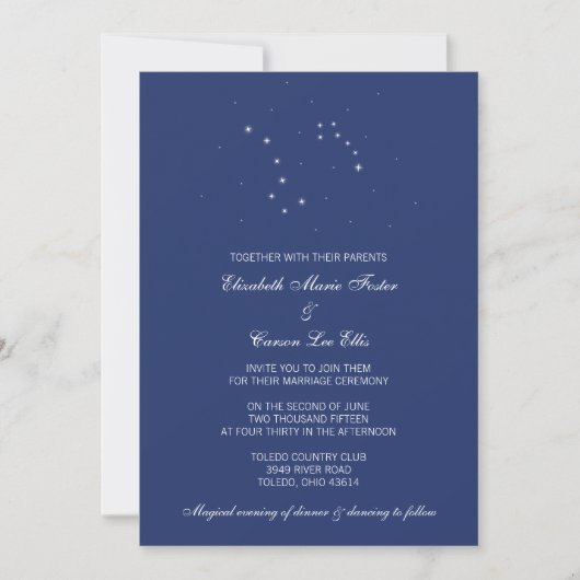Invitation Mariage des constellations du ciel nocturne (Devant)