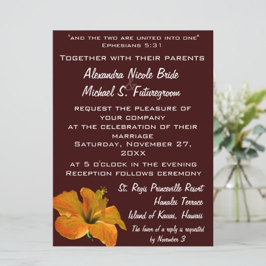 Invitation Mariage des couleurs d'automne : deux deviennent u (Debout devant)