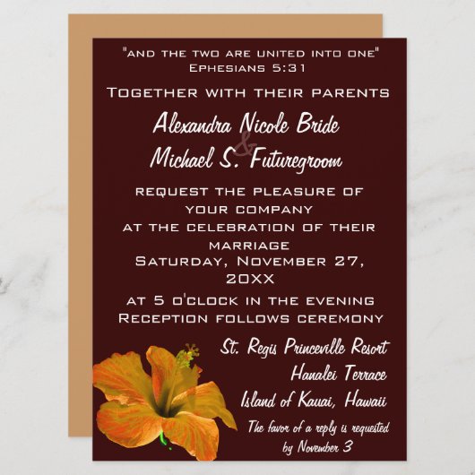 Invitation Mariage des couleurs d'automne : deux deviennent u (Devant / Derrière)