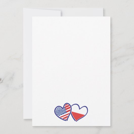 Invitation Mariage des drapeaux cardiaques américains polonai (Dos)