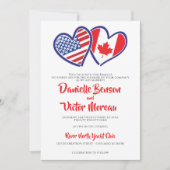 Invitation Mariage des drapeaux cardiaques canadiens américai (Devant)