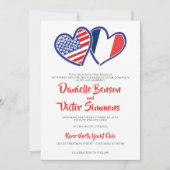 Invitation Mariage des drapeaux cardiaques français-américain (Devant)