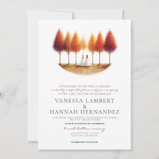 Invitation Mariage des épouses d'automne (Devant)