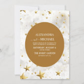 Invitation Mariage des étoiles céleste blanche et or (Devant)