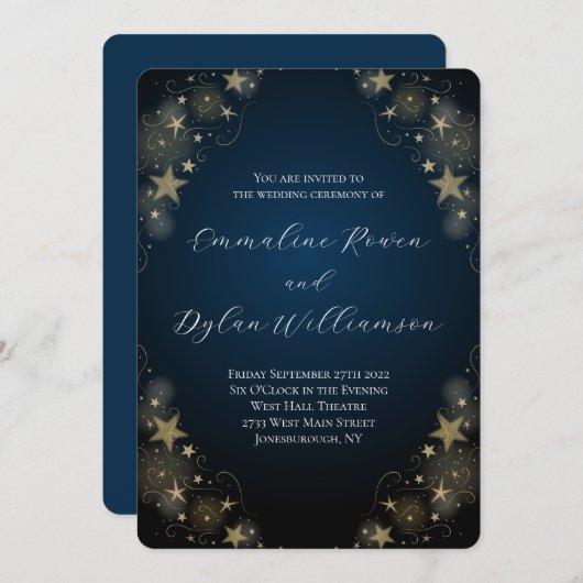 Invitation Mariage des étoiles célestes (Devant / Derrière)