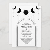 Invitation Mariage des étoiles célestes mystiques en noir et  (Devant / Derrière)