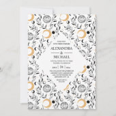 Invitation Mariage des étoiles célestes mystiques en noir et  (Devant)