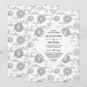 Invitation Mariage des étoiles célestes mystiques en noir et  (Devant / Derrière)