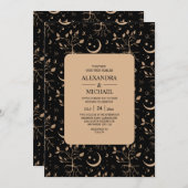 Invitation Mariage des étoiles célestes mystiques en noir et  (Devant / Derrière)