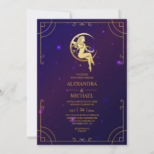 Invitation Mariage des étoiles célestes mystiques rose
