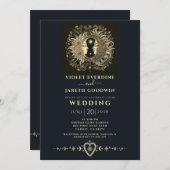 Invitation Mariage des étoiles de la lune de soleil céleste (Devant / Derrière)