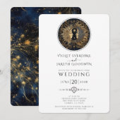 Invitation Mariage des étoiles de la lune de soleil céleste (Devant / Derrière)