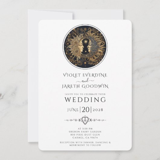 Invitation Mariage des étoiles de la lune de soleil céleste (Devant)