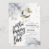 Invitation Mariage des étoiles de la lune d'or céleste (Devant / Derrière)