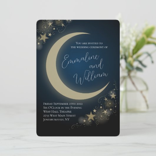 Invitation Mariage des étoiles de lune céleste (Debout devant)