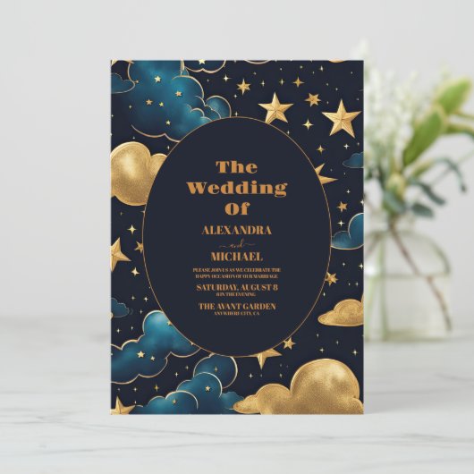 Invitation Mariage des étoiles de lune céleste (Debout devant)