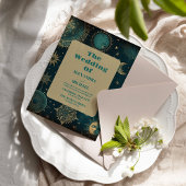 Invitation Mariage des étoiles d'or céleste de minuit vert