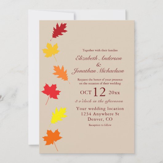 Invitation Mariage des feuilles automnales (Devant)
