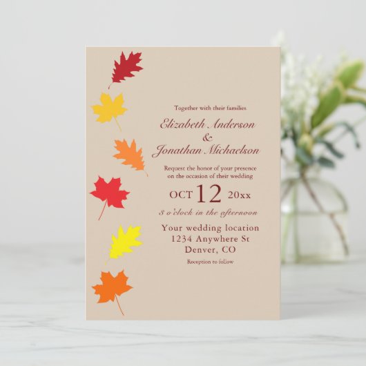 Invitation Mariage des feuilles automnales (Debout devant)
