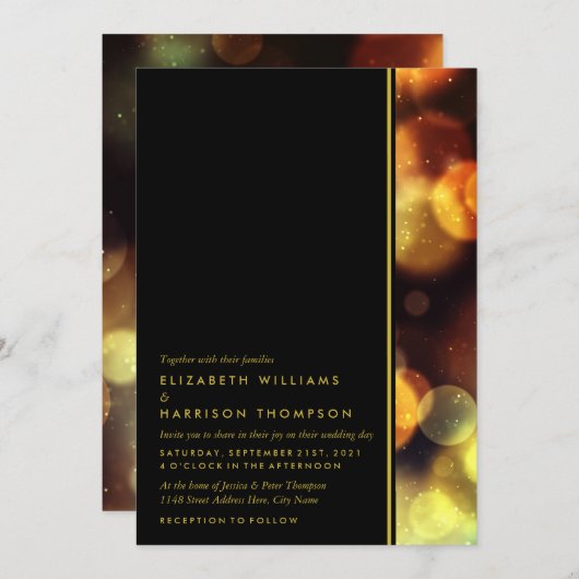 Invitation Mariage des feux de Bokeh Twilight (Devant / Derrière)