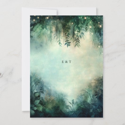 Invitation Mariage des feux de fée Enchanted Forest Greenery (Dos)