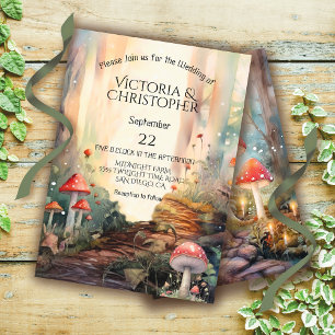 Invitation Mariage des feux jumelés Forêt Enchantée Toadstool