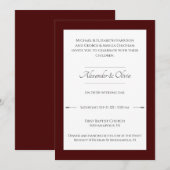 Invitation Mariage des flèches minimalistes | Rouge (Devant / Derrière)
