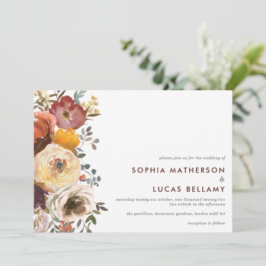 Invitation Mariage des fleurs automnales modernes (Debout devant)